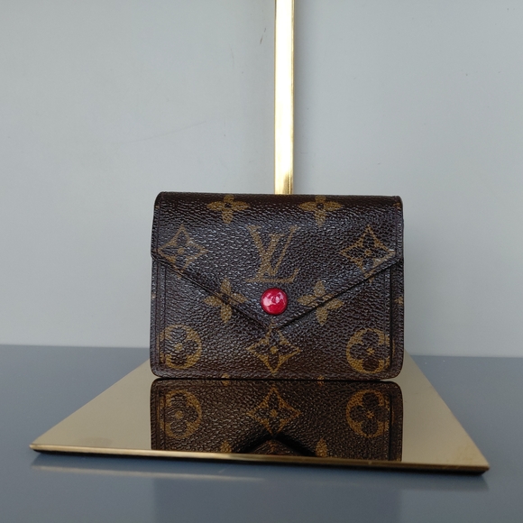 Louis Vuitton BrownMonogram Wallet with Red Pucia Leather